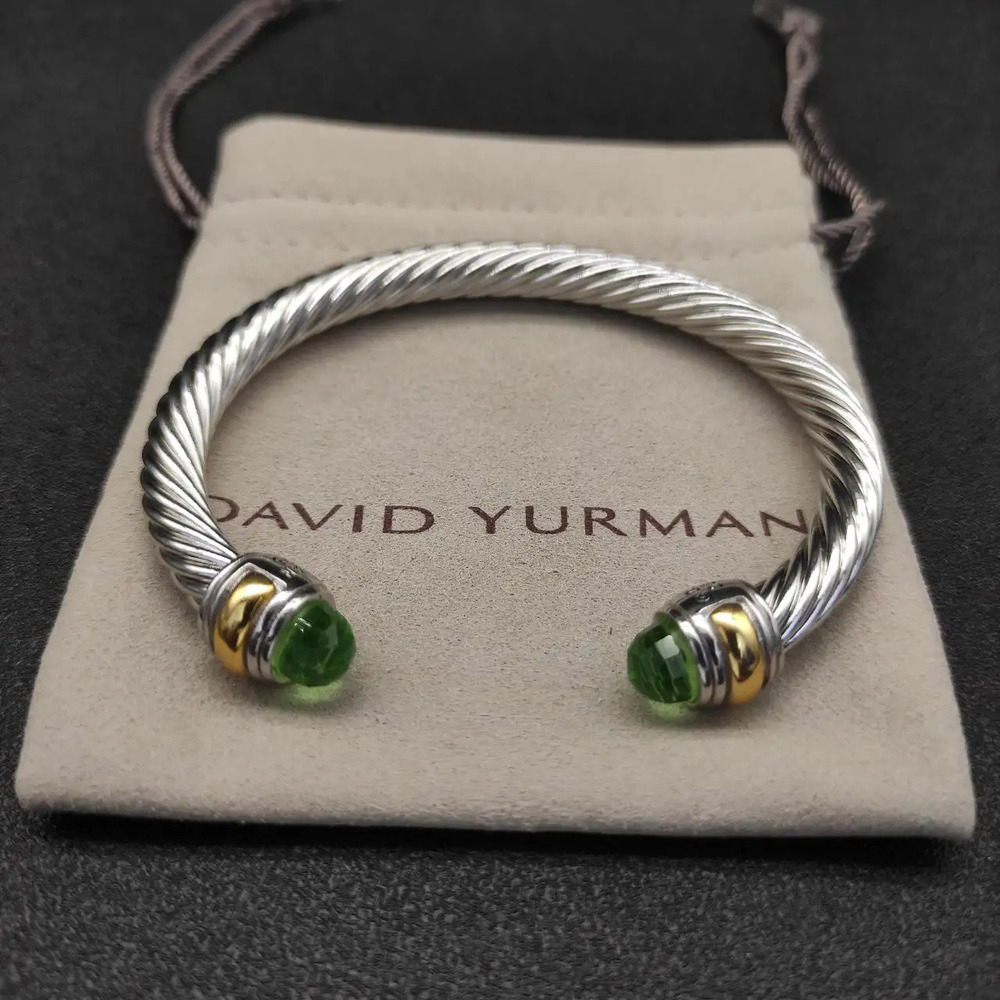 David Yurman 7mm Two-Tone Light Green Diamond bracelet